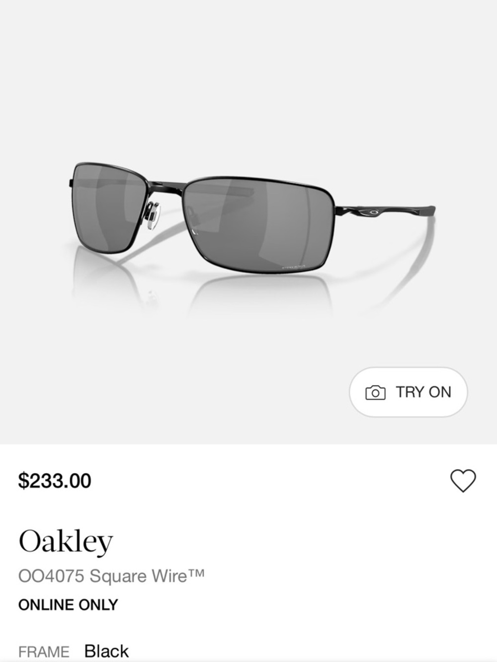 Oakley Square Wire Sunglasses in Black with Gray Lenses